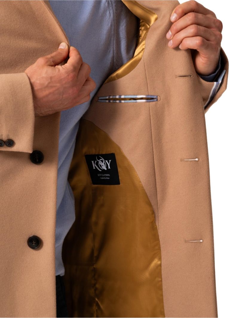Men's Long Sleeve Wool Collared Coat