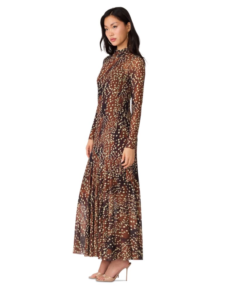 Vivara Mock Neck Long-Sleeve Maxi Dress