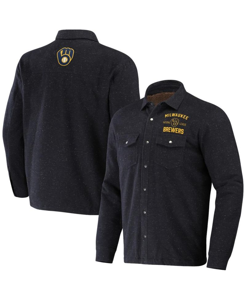 Men's Black Milwaukee Brewers Ringstop Full-Snap Shacket
