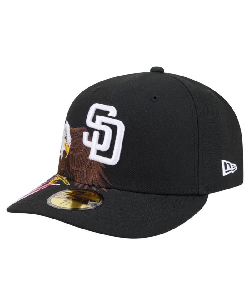 Men's Black San Diego Padres Americana Bald Eagle Pre-Curved 59FIFTY Fitted Hat