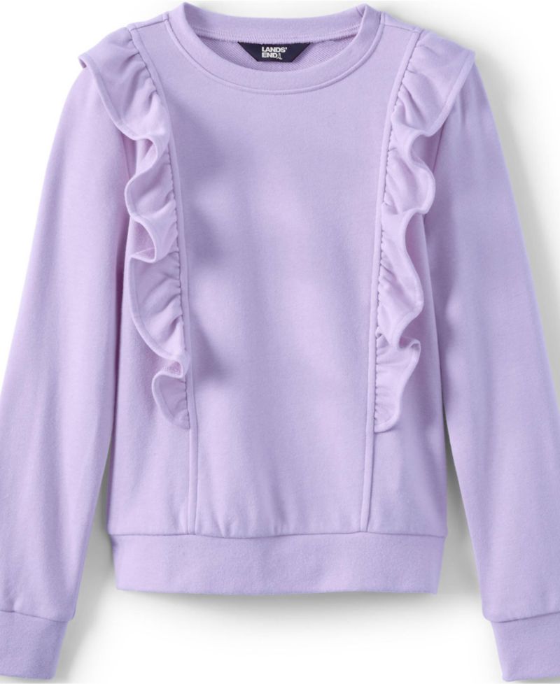 Girls Long Sleeve Cozy Ruffle Sweatshirt Top