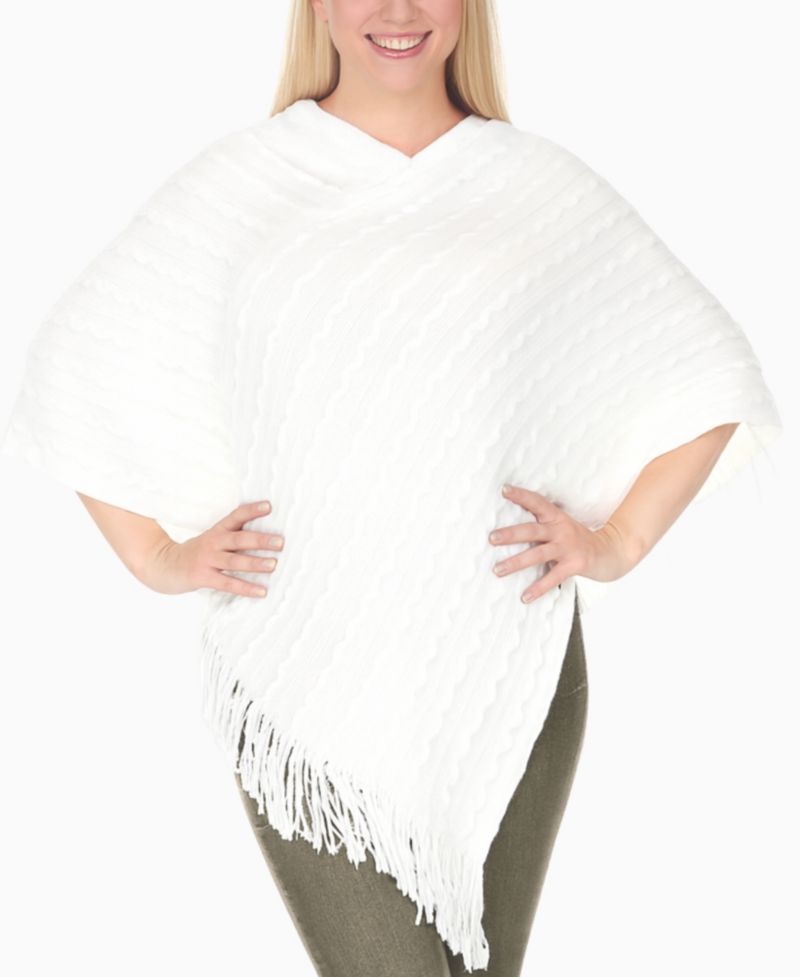 Women's Lightweight Textured Knit Poncho Sweater