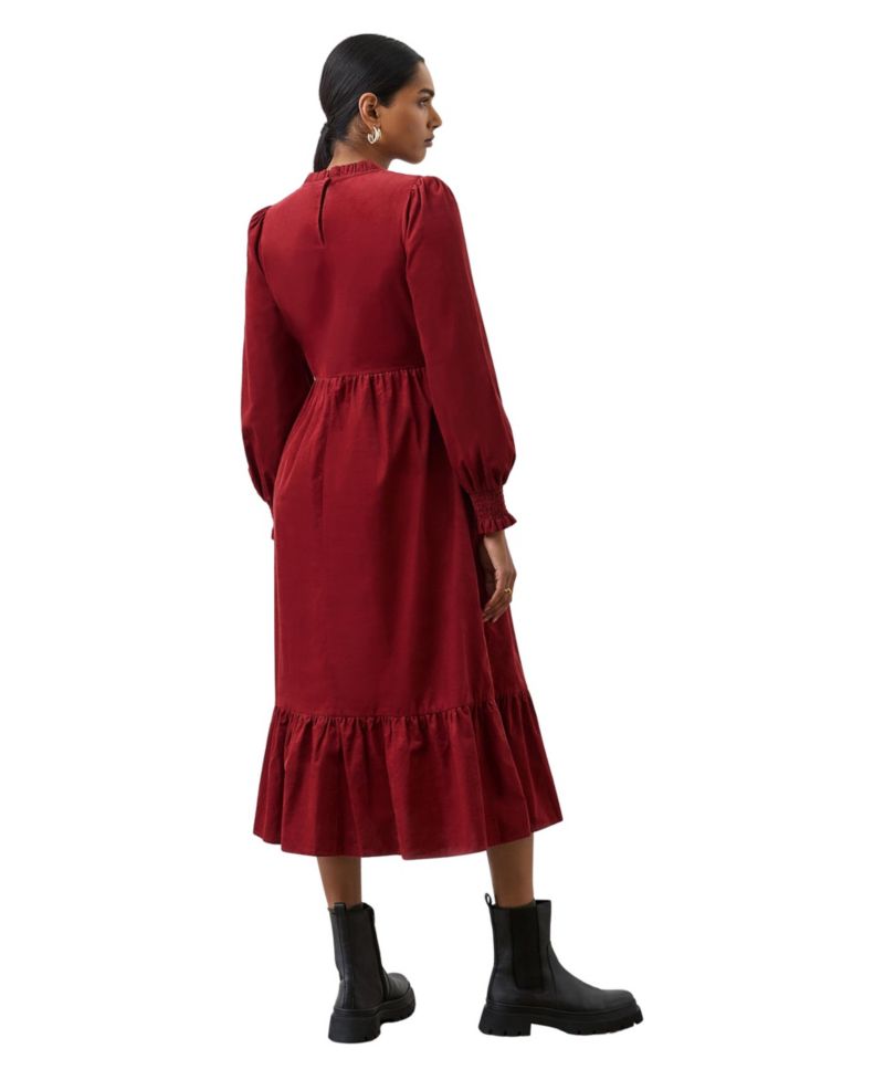 Women's Esme Long-Sleeve Functional-Pocket Corduroy Midi Dress