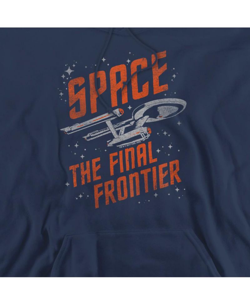 Men's Space Travel Graphic Kangaroo-Pocket Pullover Hoodie