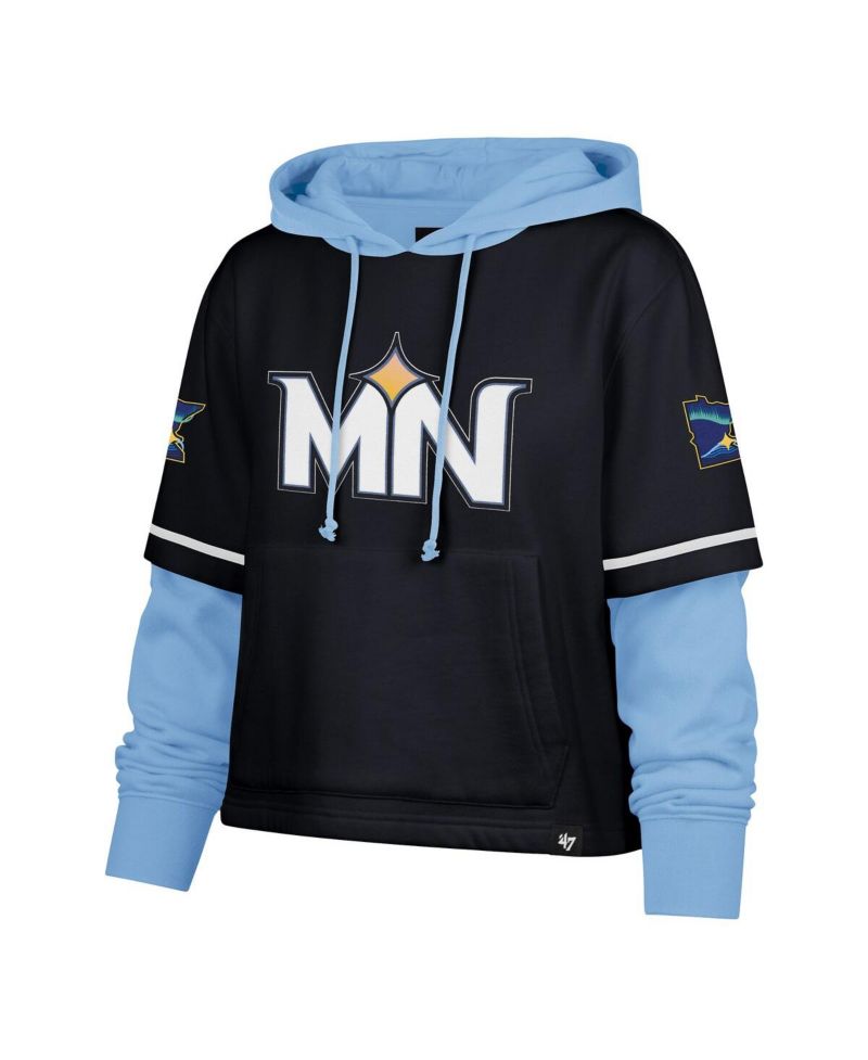 Women's Navy Minnesota Twins City Connect Shortstop Cropped Pullover Hoodie