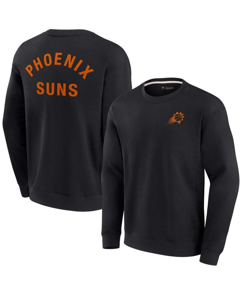 Men's and Women's Black Phoenix Suns Super Soft Fleece Oversize Arch Crew Pullover Sweatshirt
