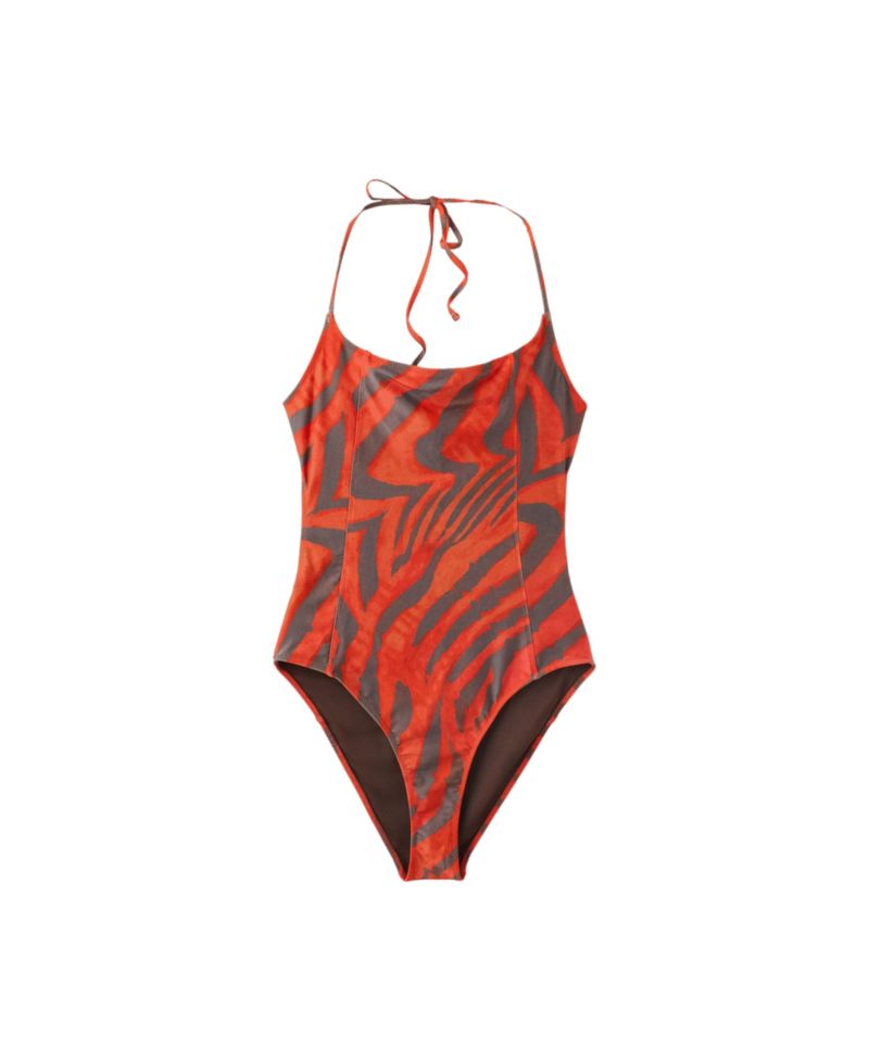 Women's Animal-Print Halter Cutout One-Piece Swimsuit