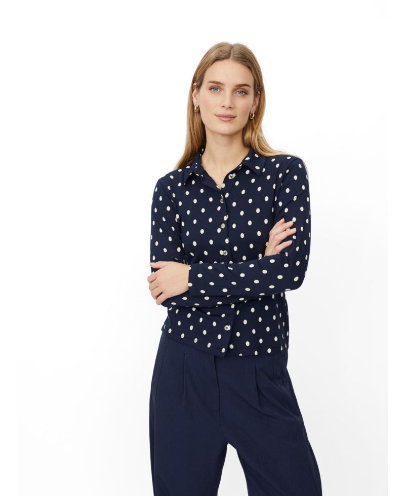 Women's Maiviona Long-Sleeve Collared Polka-Dot Shirt