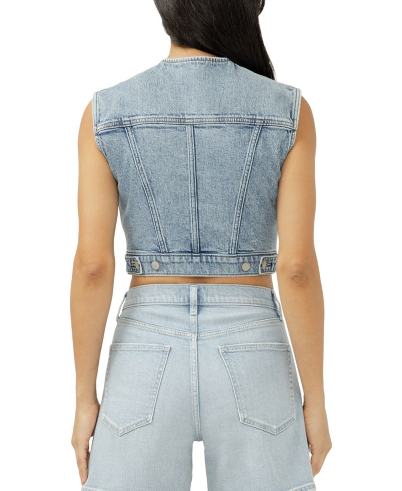 Women's Cropped Denim Vest