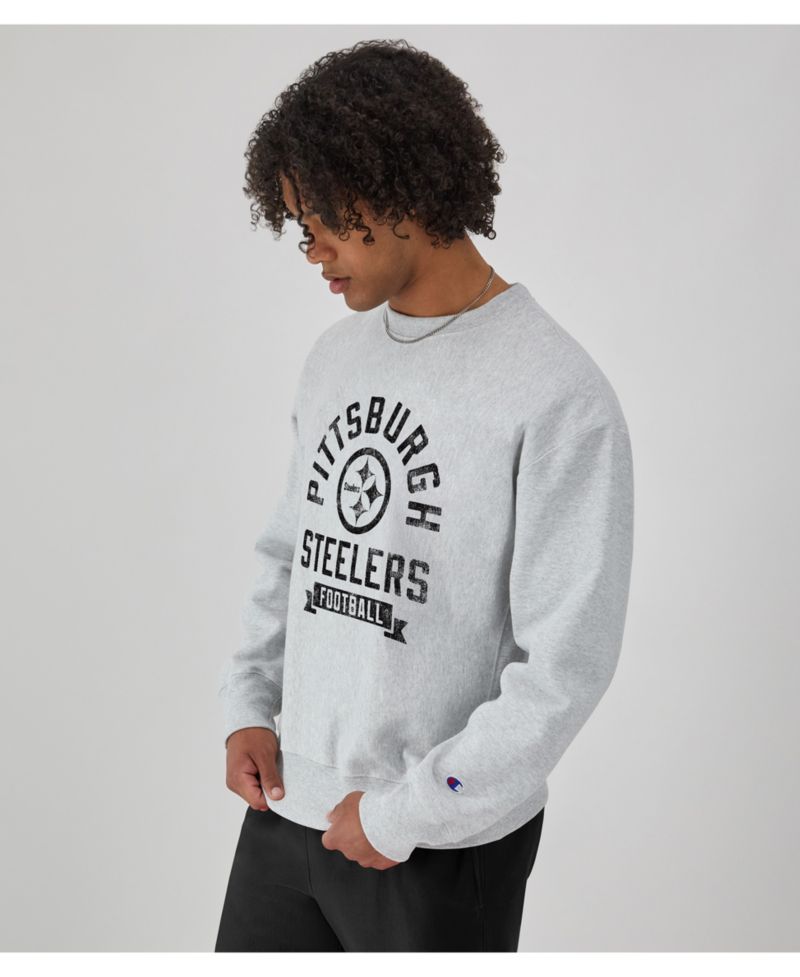 Men's Heather Gray Pittsburgh Steelers Reverse Weave Fleece Pullover Sweatshirt