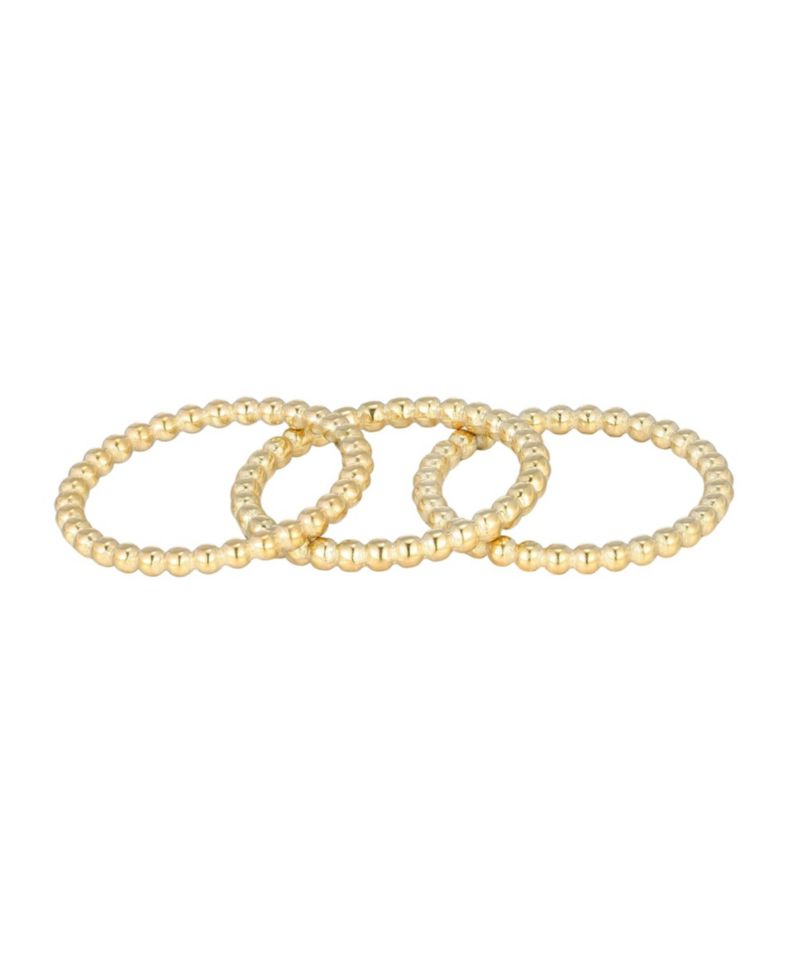 Tarnish Resistant Gold Set of Three Bead Rings