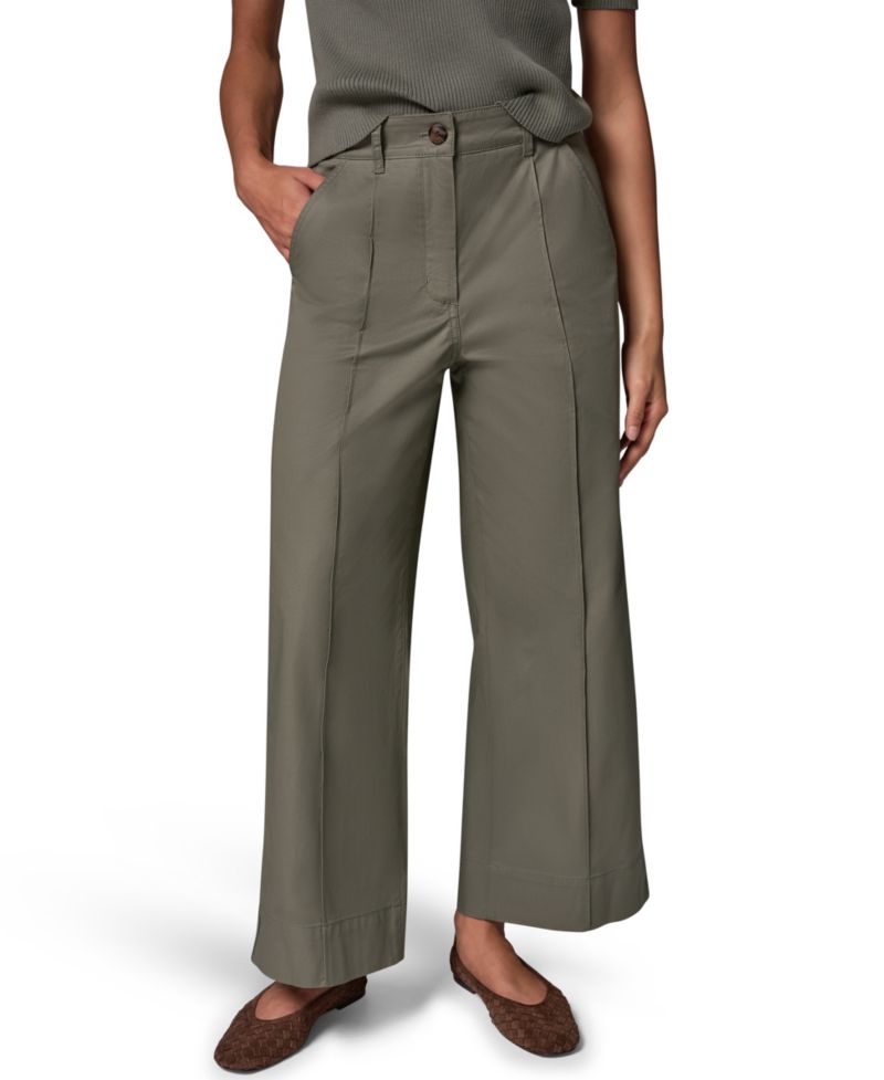 Women's Cotton Twill Wide-Leg Mid-Rise Pants,