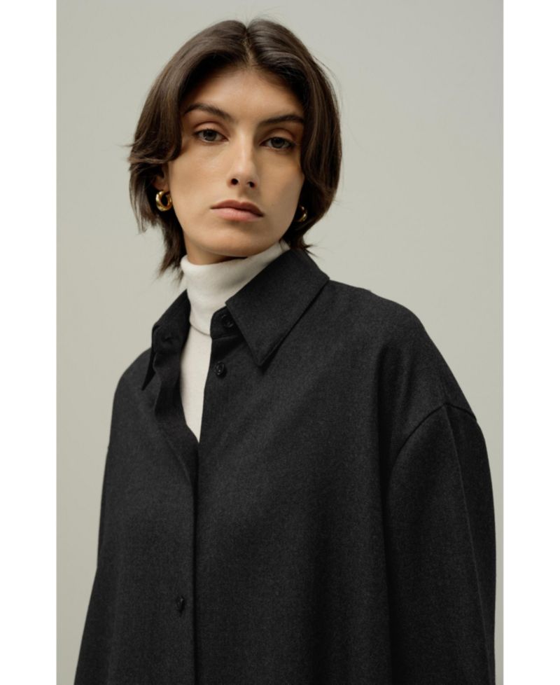 Women's Silk-Wool Oversized Warm Shirt