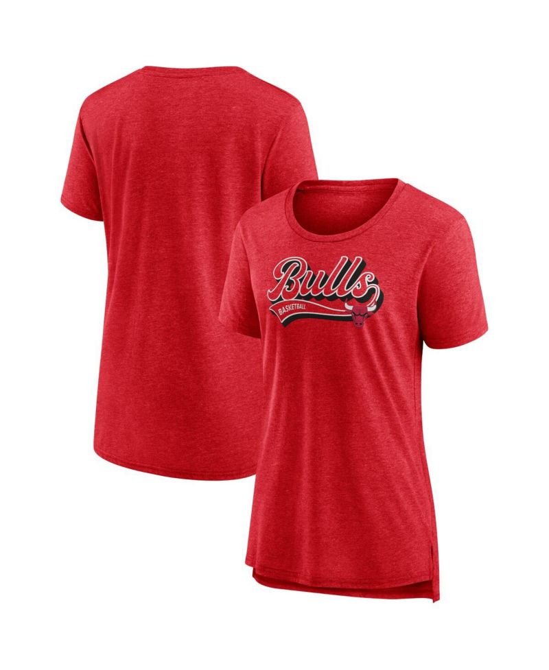 Women's Heather Red Chicago Bulls League Leader Tri-Blend T-shirt