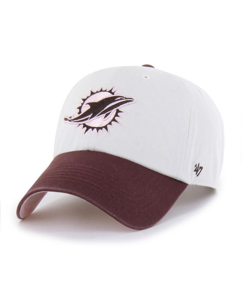 Men's and Women's Stone/Burgundy Miami Dolphins Love Letter Clean Up Adjustable Hat