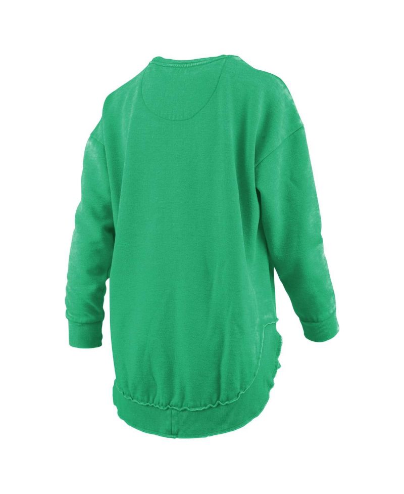 Women's Green Notre Dame Fighting Irish Melange Poncho Vintage Fleece Long Sleeve Pullover Sweatshirt