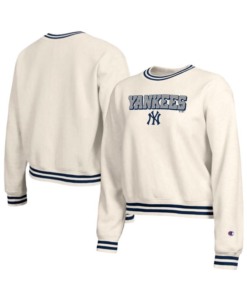 Women's Cream New York Yankees Reverse Weave Sweatshirt