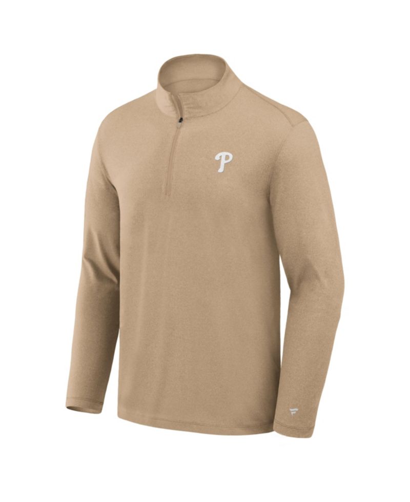 Men's Khaki Philadelphia Phillies Clutch Quarter-Zip Pullover Sweatshirt