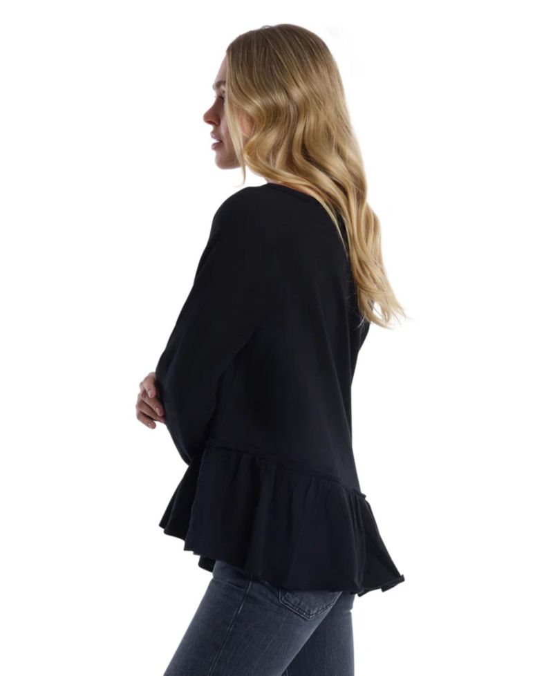 Women's Clothing Raglan Long Sleeve Asymmetric Peplum