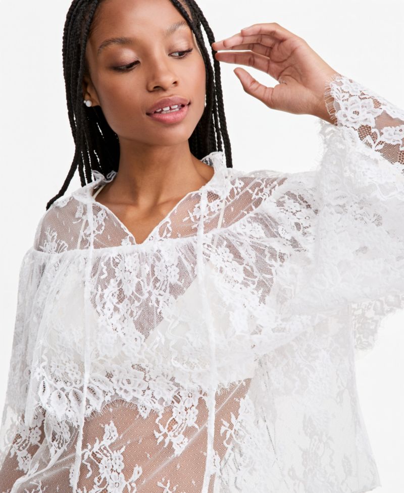 Women's Lace Bell-Sleeve Cape Blouse