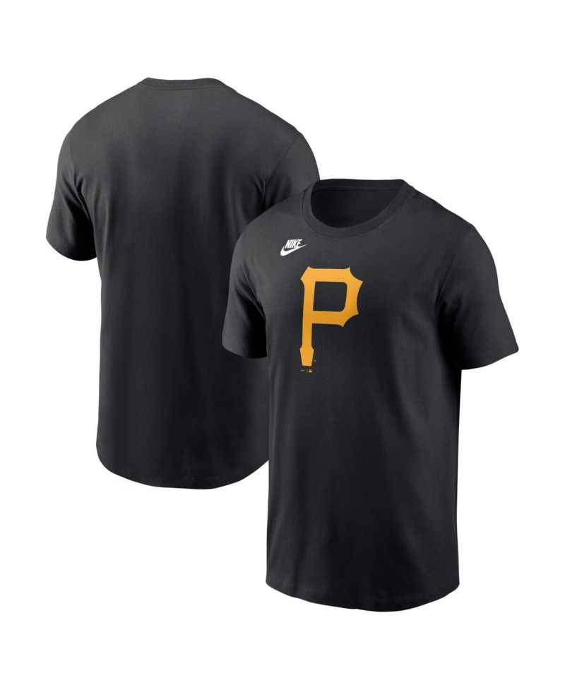 Men's Black Pittsburgh Pirates Cooperstown Collection Team Logo T-Shirt
