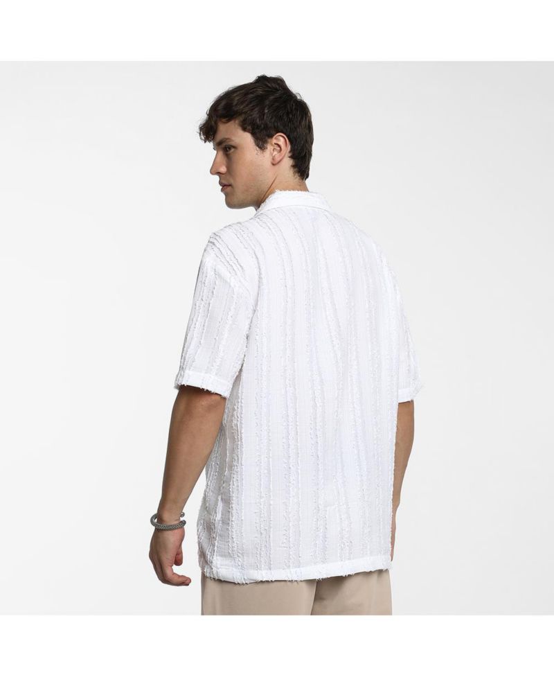 Men's Unhemmed Striped Oversized Shirt