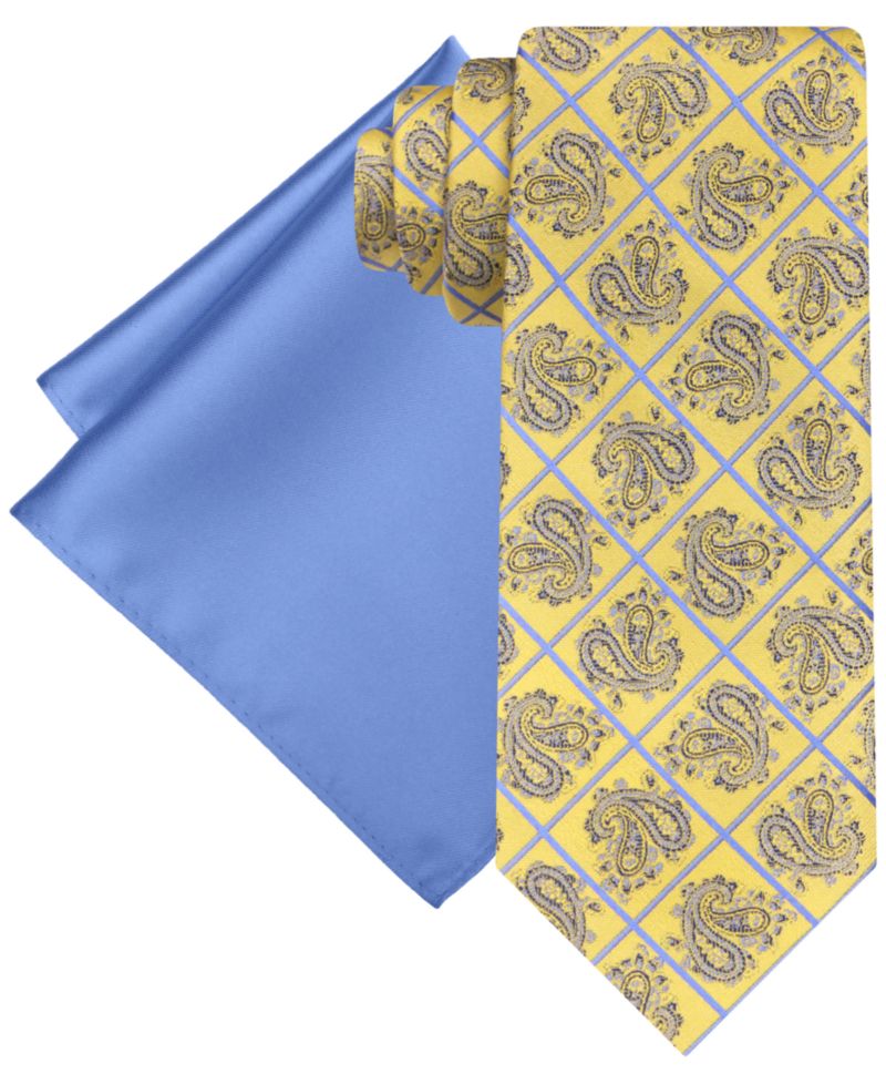 Men's Paisley Square Tie & Pocket Square Set