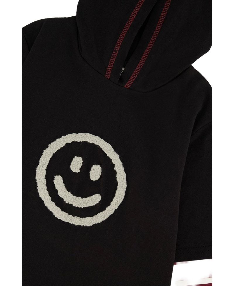 Little and Big Boy 6-12Y Fake Double Sleeve Hooded Shirt