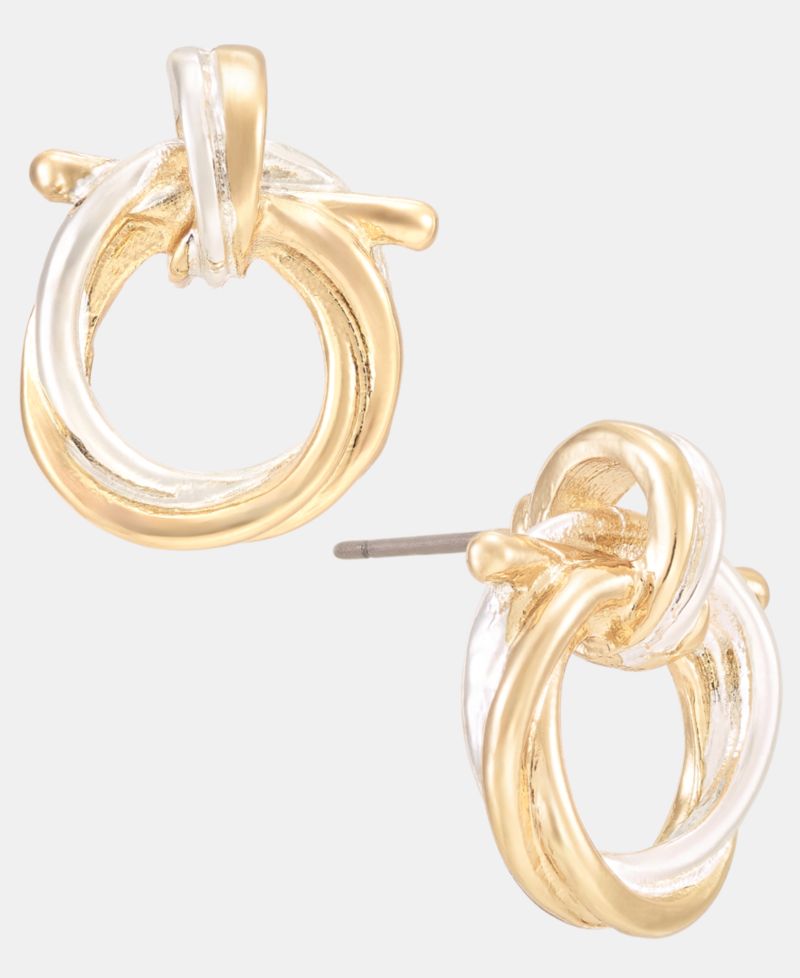Two-Tone Twisted Doorknocker Earrings