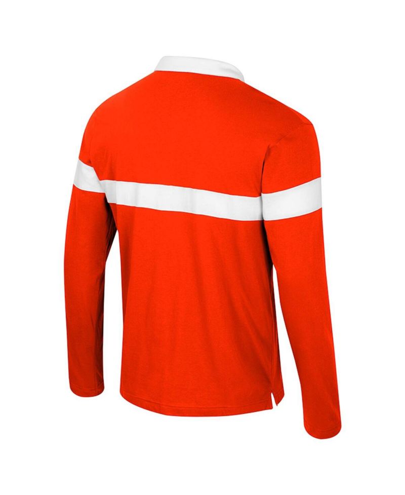 Men's Orange Clemson Tigers Too Cool for School Long Sleeve Polo Shirt