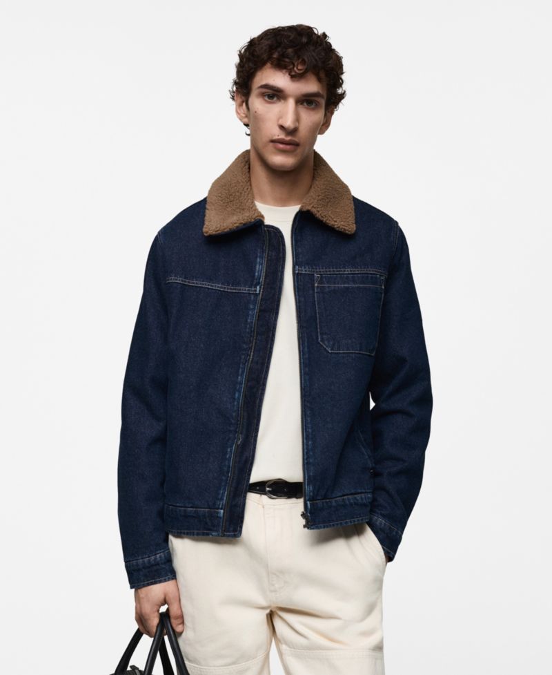 Men's Shearling Lining Denim Jacket