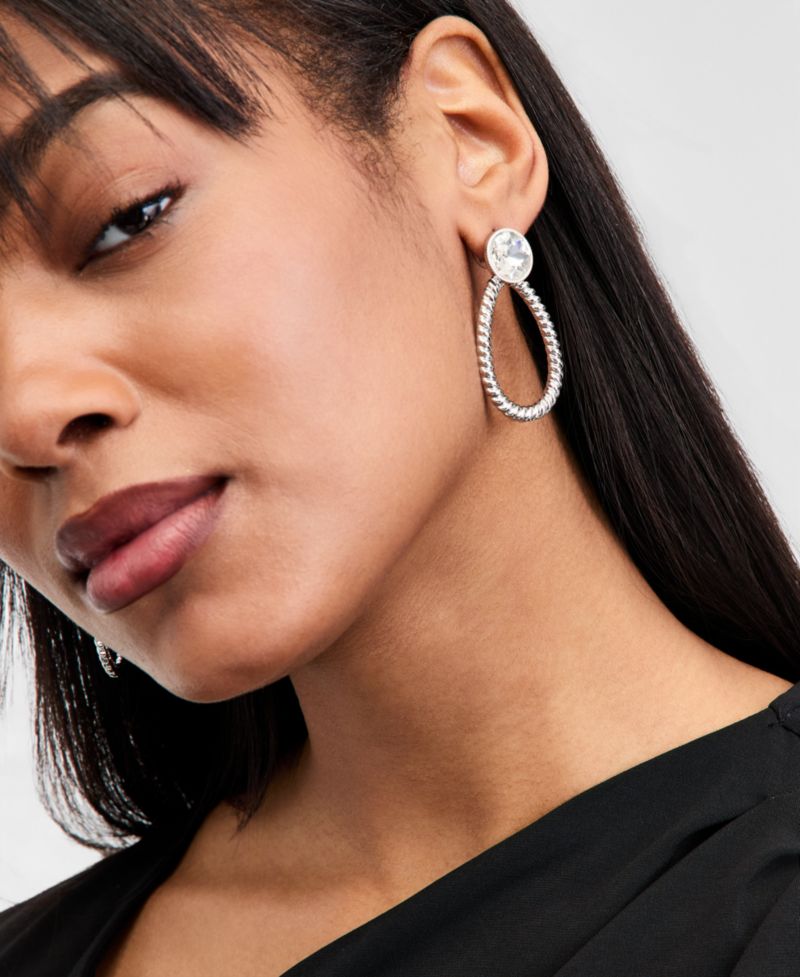 Crystal Twist Open Drop Earrings