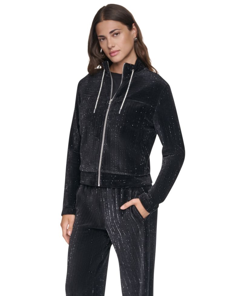Women's Long-Sleeve Lurex Velvet Jacket