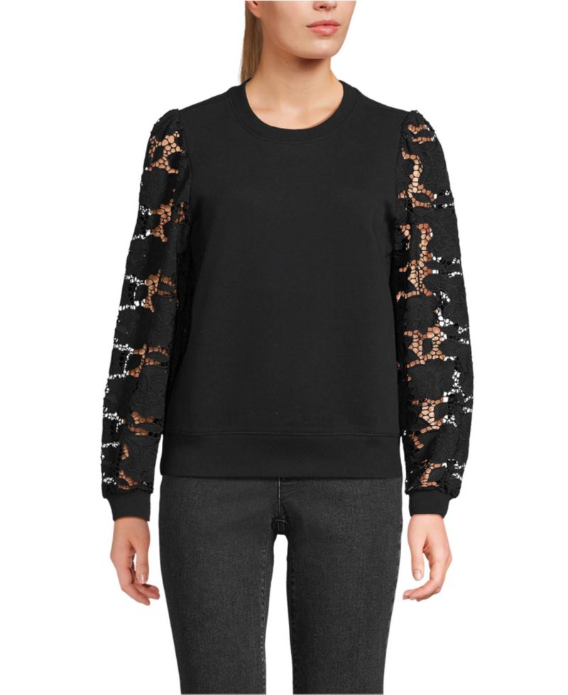 Women's Serious Sweats Lace Sleeve Sweatshirt