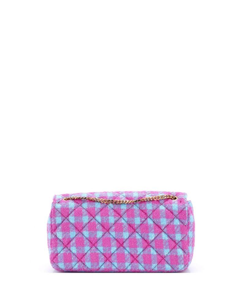 East West Medusa Icon Chain Flap Bag Quilted Tweed
