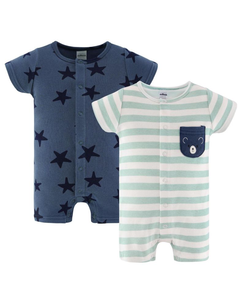 Baby Boys Rompers - 2 Pack, Blue Stars