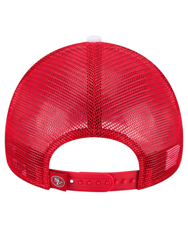 Men's White/Scarlet San Francisco 49ers Sport Night Color Block 9FORTY A-Frame Trucker Adjustable Hat