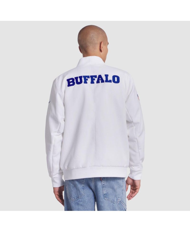 Men's White Buffalo Bills 2025 Rivalries Collection Sideline Full-Zip Bomber Jacket