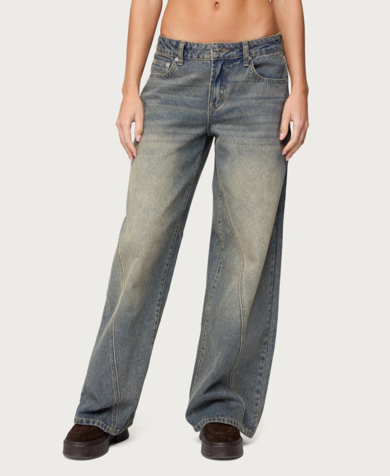 Women's Vintage Washed Low Rise Baggy Jeans
