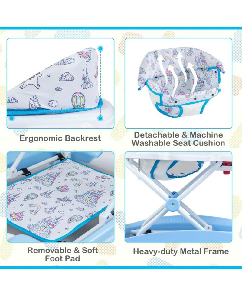 6 in 1 Baby Walker Adjustable Toddler Activity Center with Music Tray