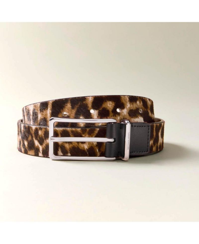 MICHAEL Polished Buckle Leather Reversible Belt
