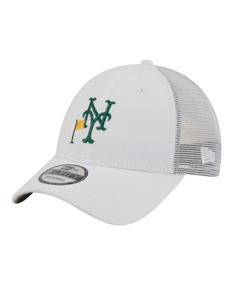Men's White New York Mets Flag 9FORTY Trucker Adjustable Hat