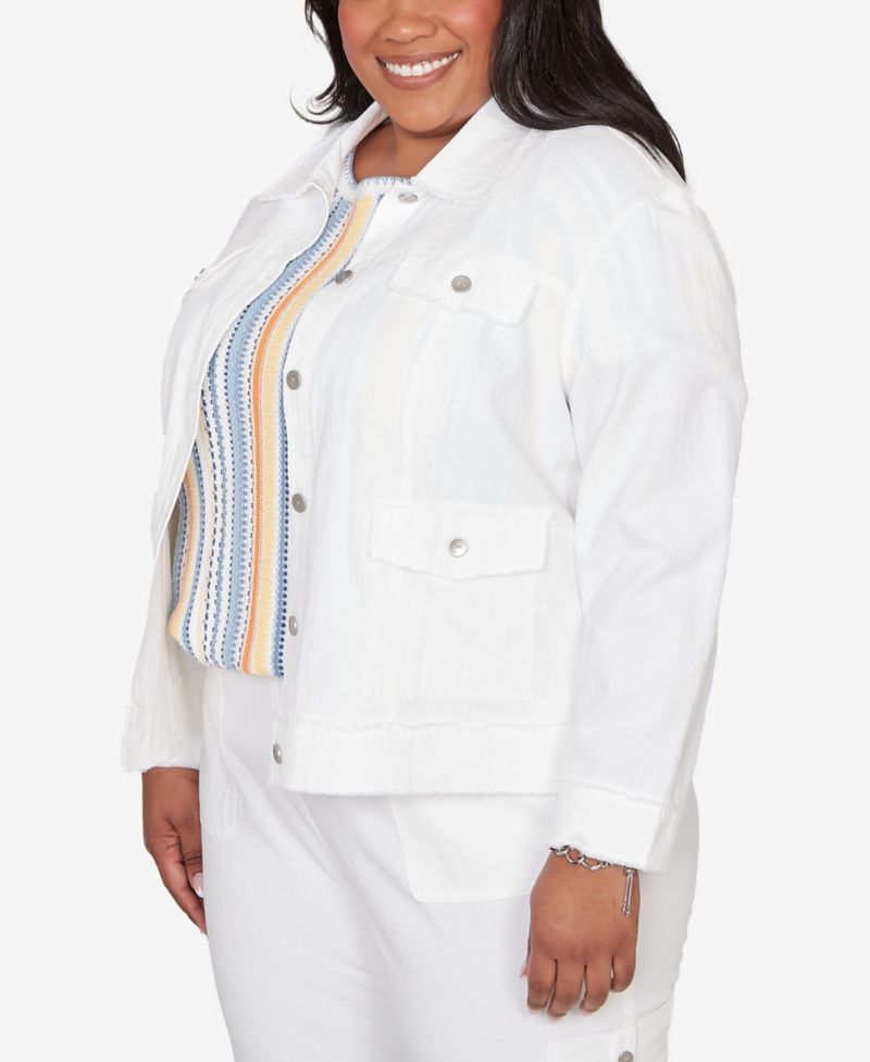 Plus Size Out of the Blue Patch Pocket Collared Jacket