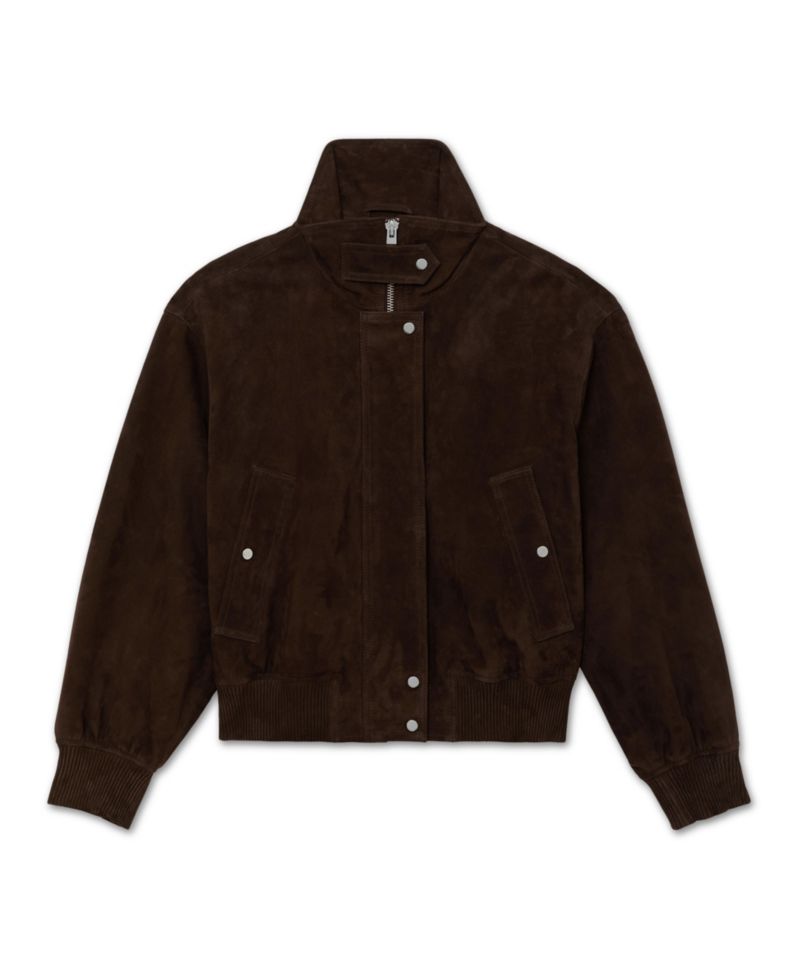 Women's Cara Suede Funnel-Neck Bomber Jacket