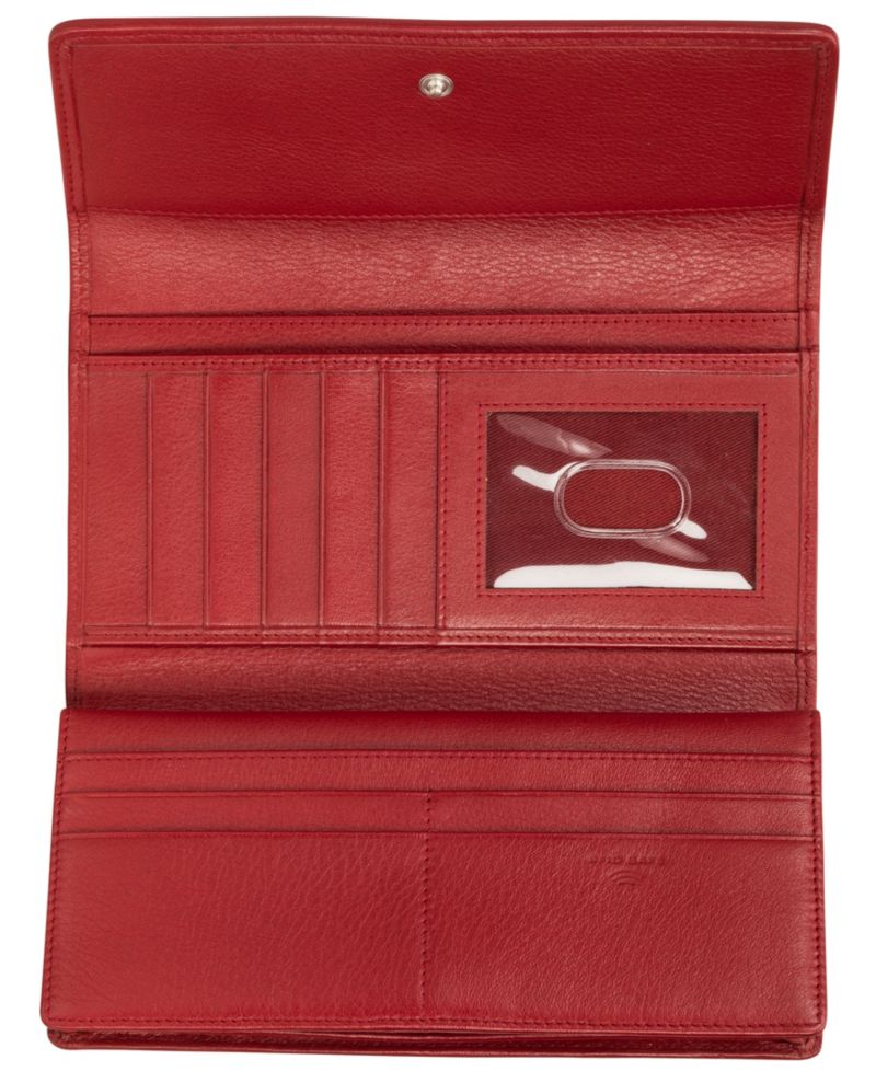 Women's Basket Weave Collection RFID Secure Quadruple Fold Wallet
