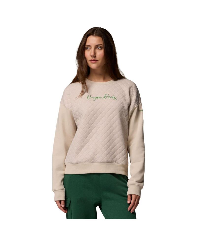 Women's Beige Oregon Ducks Collegiate Hart Mountain Quilted Sweatshirt