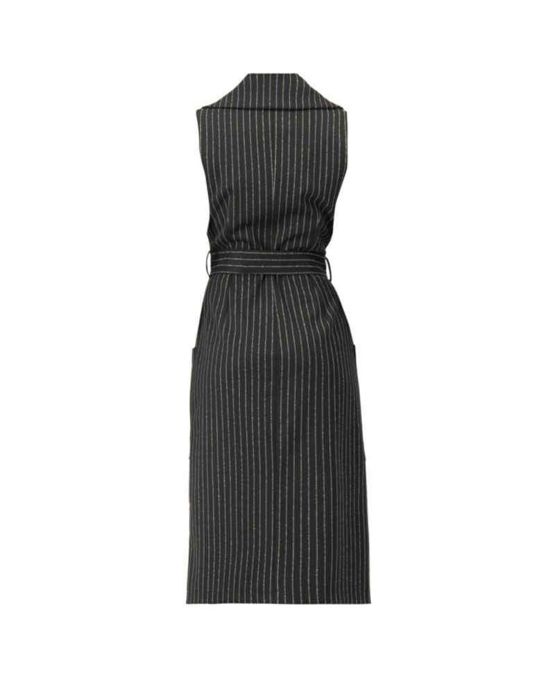 Women's Double-Breasted Striped Midi Dress