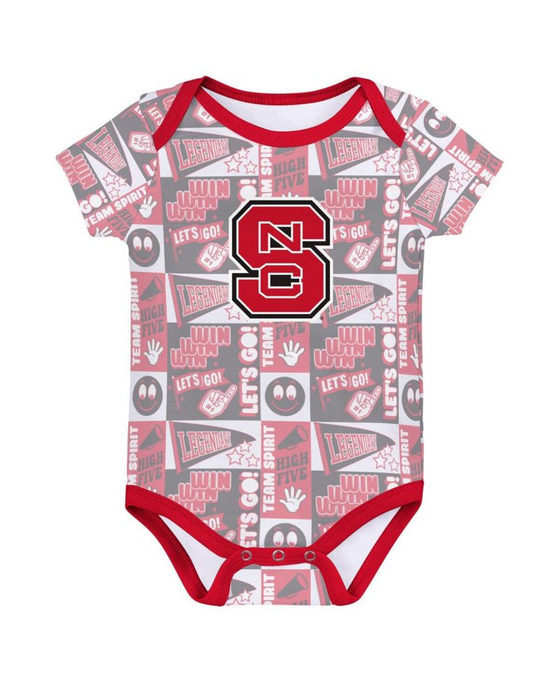 Newborn 3-Pack Red NC State Wolfpack Sunday Comics Bodysuit Set