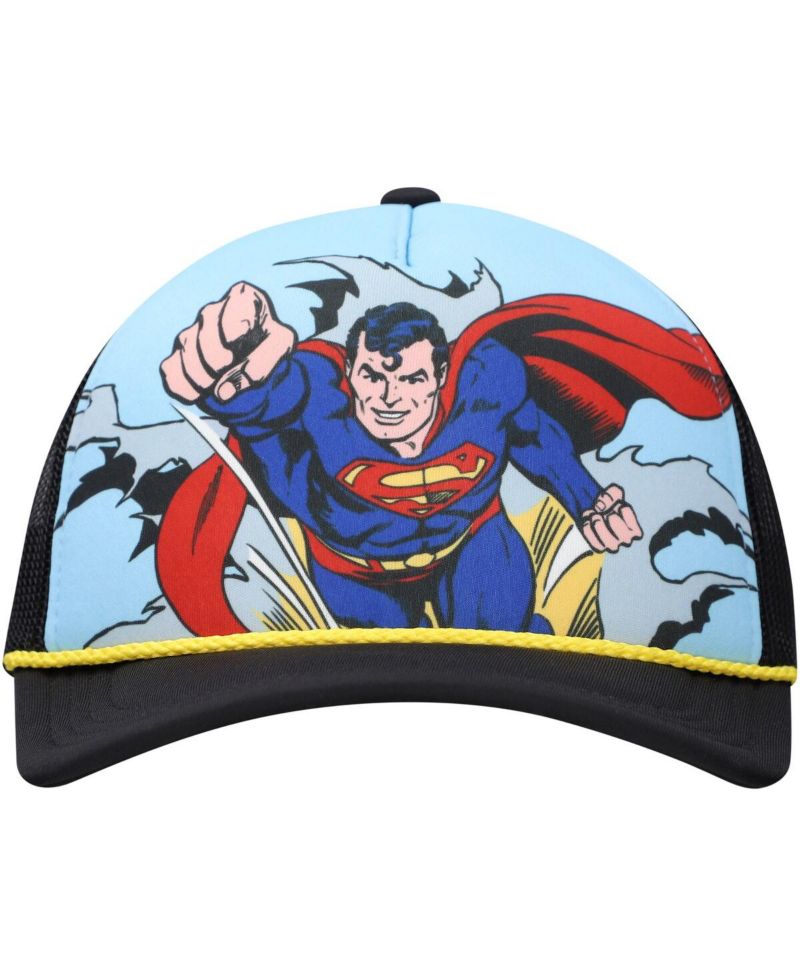 Men's and Women's Blue/Black Superman Graphic Foam Trucker Adjustable Hat