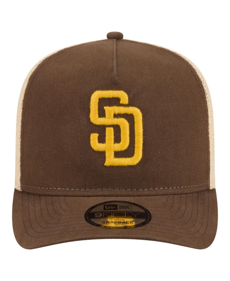 Men's Brown/Natural San Diego Padres Grained 9FIFTY A-Frame Trucker Adjustable Hat